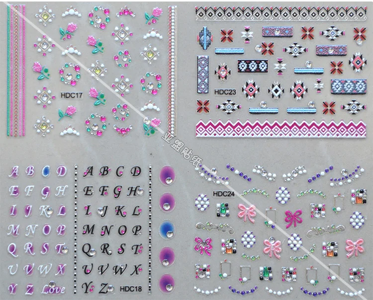 24 шт./партия стикер для ногтей, алмазная 3D Корейская водостойкая наклейка для ногтей, свежая девочка, детская аппликация для ногтей, ювелирные изделия-обертывания для ногтей
