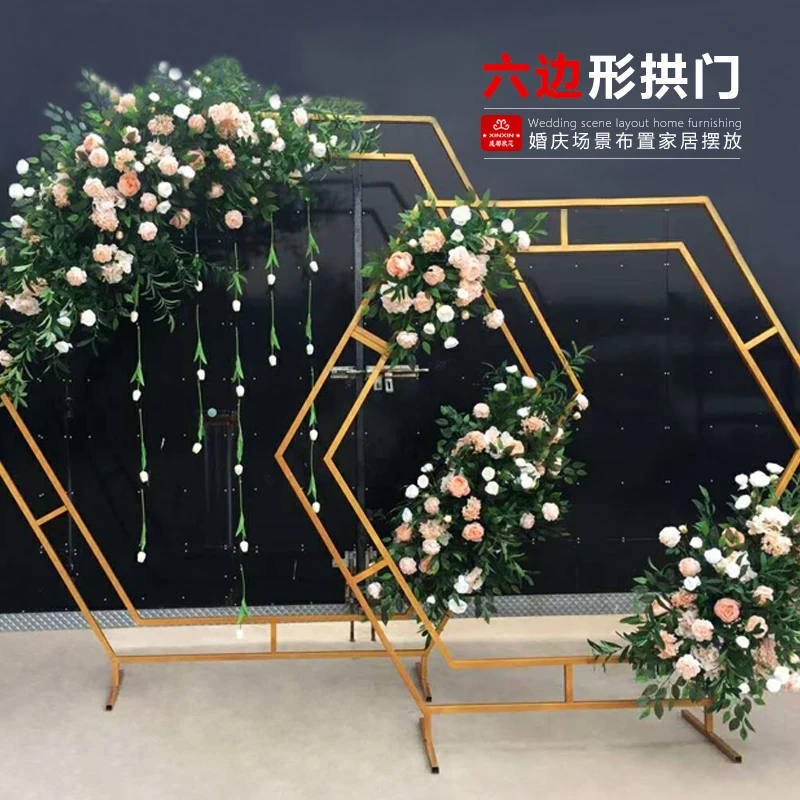 wedding props truss arches shaped truss background decoration cherry blossom wrought iron shelf geometric arch