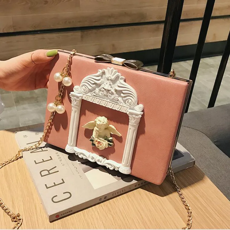 

Luxury Vintage Pearl Bow Metal Buckle Lock Box Design Messenger Bag Women Crossbody Bag Female Shoulderbag Bolsa Sac #1425