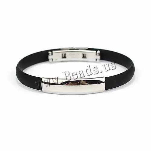 

Wholesale Fashion jewelry Silicone Rubber Men Braclet Stainless Steel Black Bracelet Cool Men Jewelry Bangle Trendy Bracelets