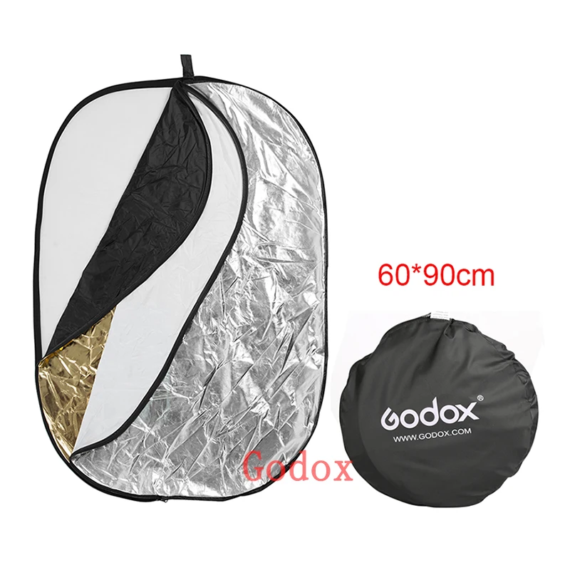 Круглый отражатель Godox 5 в 1 100*150 см складной рассеиватель для освещения черный