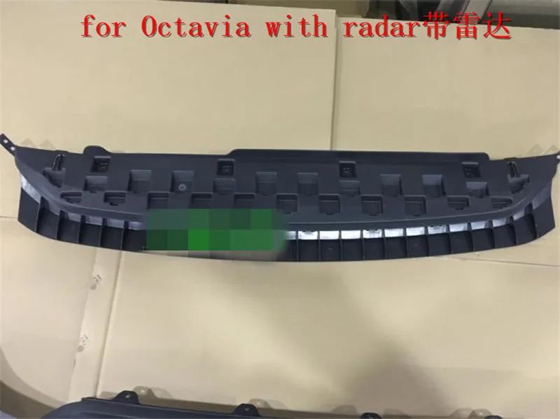 

For with radar Black PP Front+Rear Bumper Diffuser,Auto Car rear lip with chrome line for skoda Octavia 4dr or 5dr 2015-2017