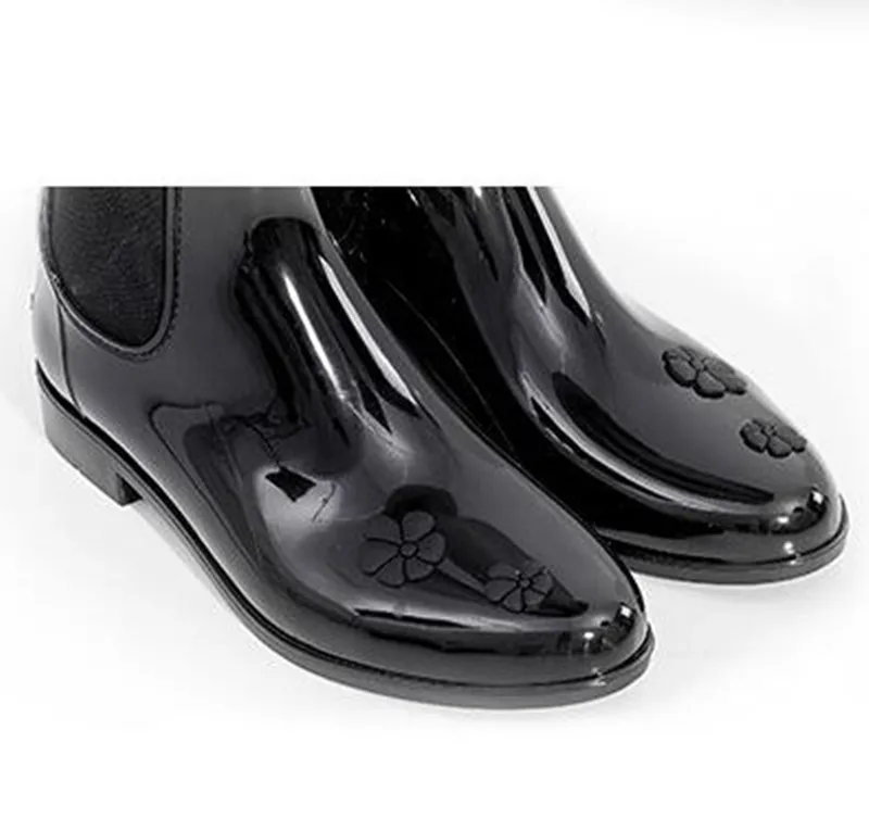 Rouroliu Women PVC Elastic Band Rain Boots Waterproof Water Shoes Woman Ankle Wellies Slip-on Black Pink Gray RT281 Rouroliu Women PVC Elastic Band Rain Boots Waterproof Water Shoes Woman Ankle Wellies Slip-on Black Pink Gray RT281