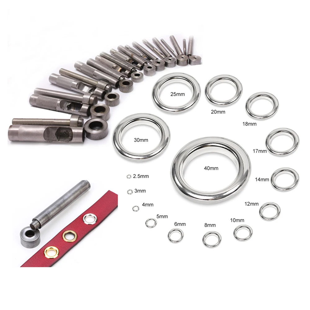 50 set silver eyelet and Brass Eyelet Punch Die Tool Set for Leather Craft Clothing Jeans, Apparel, Bags, 3-20mm