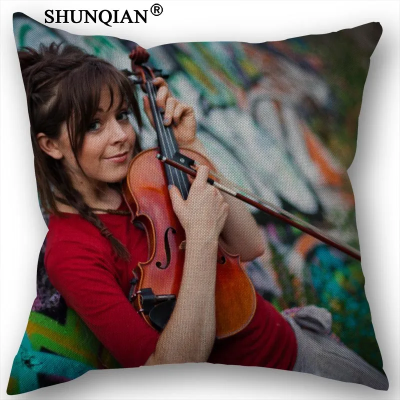 Заказная наволочка из парусины с принтом Lindsey Stirling 45x45 см с одной стороны Свадебная декоративная наволочка льняное белье Наволочка - Цвет: 5