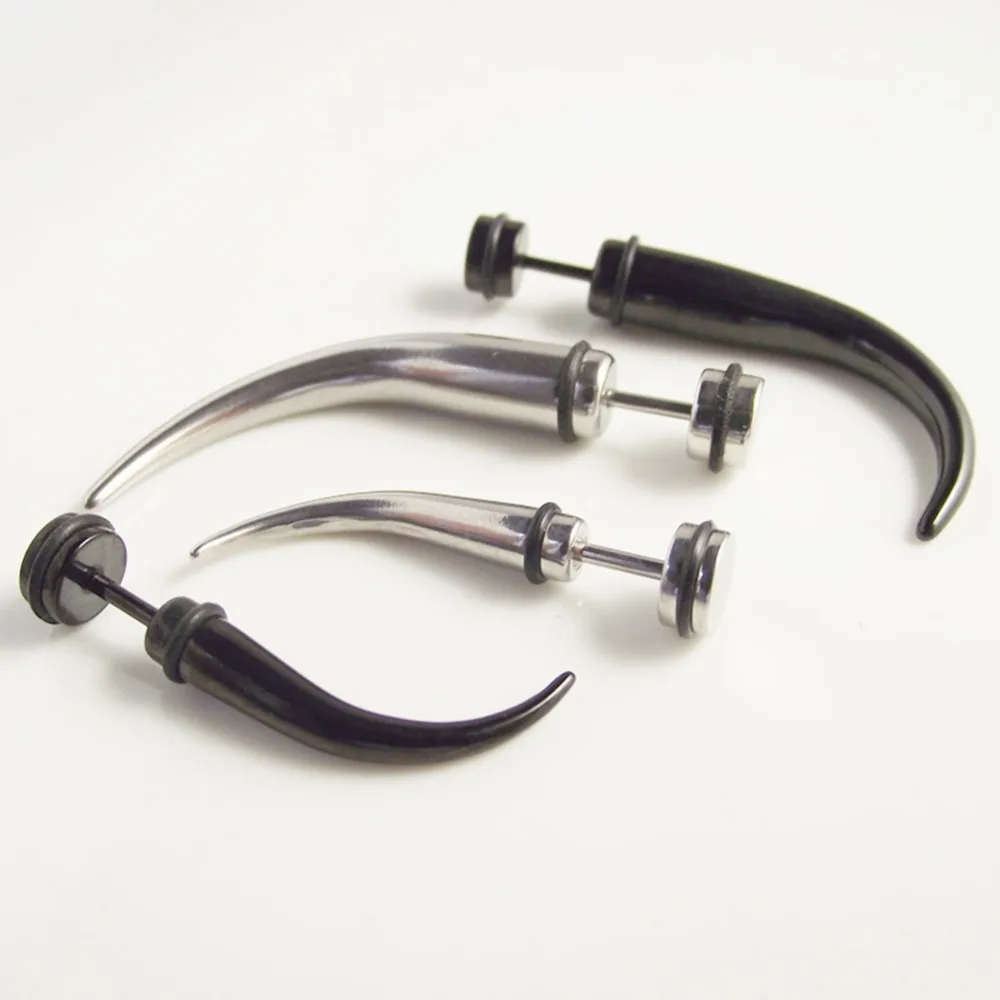 

IMIXLOT 2pcs/Pair Fashion 16g Titanium Steel Spiral Horn Ear Plugs Gauges Fake Cheater Stretcher Earrings Piercing Body Jewelry