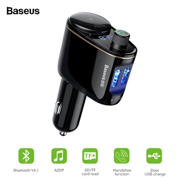 

Baseus FM Transmitter Bluetooth V4.2 Car MP3 Audio Player Handsfree Calling Modulator LCD Display 5V3.4A Dual USB Car Charger