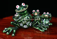 Frog Family Jewelled Trinket Box Frog Enamel Box Crystal Studded Jewelry Box FROG Enamel Keepsake Trinket