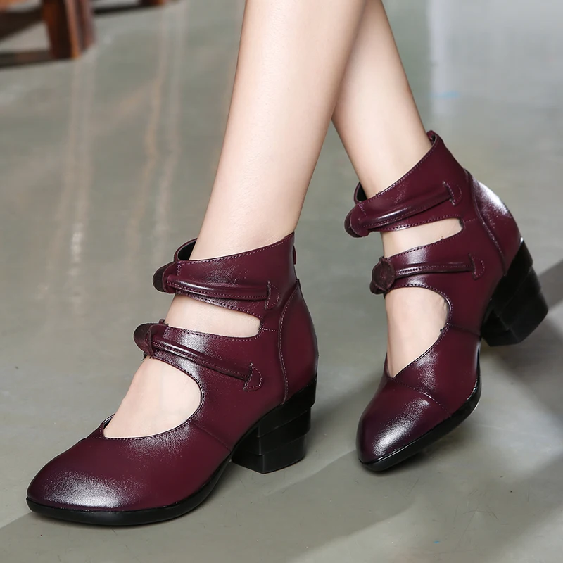 GKTINOO/ г., весенне-летние женские туфли-лодочки туфли из натуральной кожи на высоком каблуке Женская обувь дышащая обувь ручной работы с ремешком на щиколотке