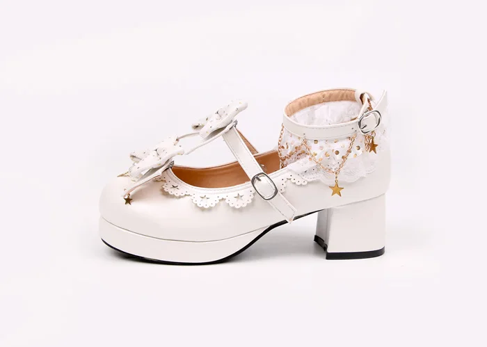 Милые туфли в стиле «Лолита» в винтажном стиле, милый кружевной бант круглый носок обувь на толстом каблуке Женская обувь принцессы обувь Kawaii лоли для костюмированной вечеринки для девочек