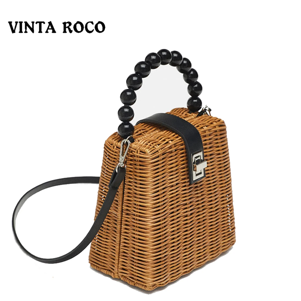 

Handmade Vintage Ladies Beach Rattan Straw Handbag Leather Strap Multi-use Shoulder Crossbody Clutch Wicker Bag For Women OnSale