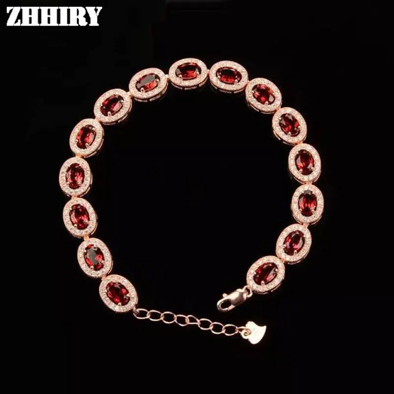 ZHHIRY натуральный гранат драгоценный браслет подлинный твердый Стерлинговое