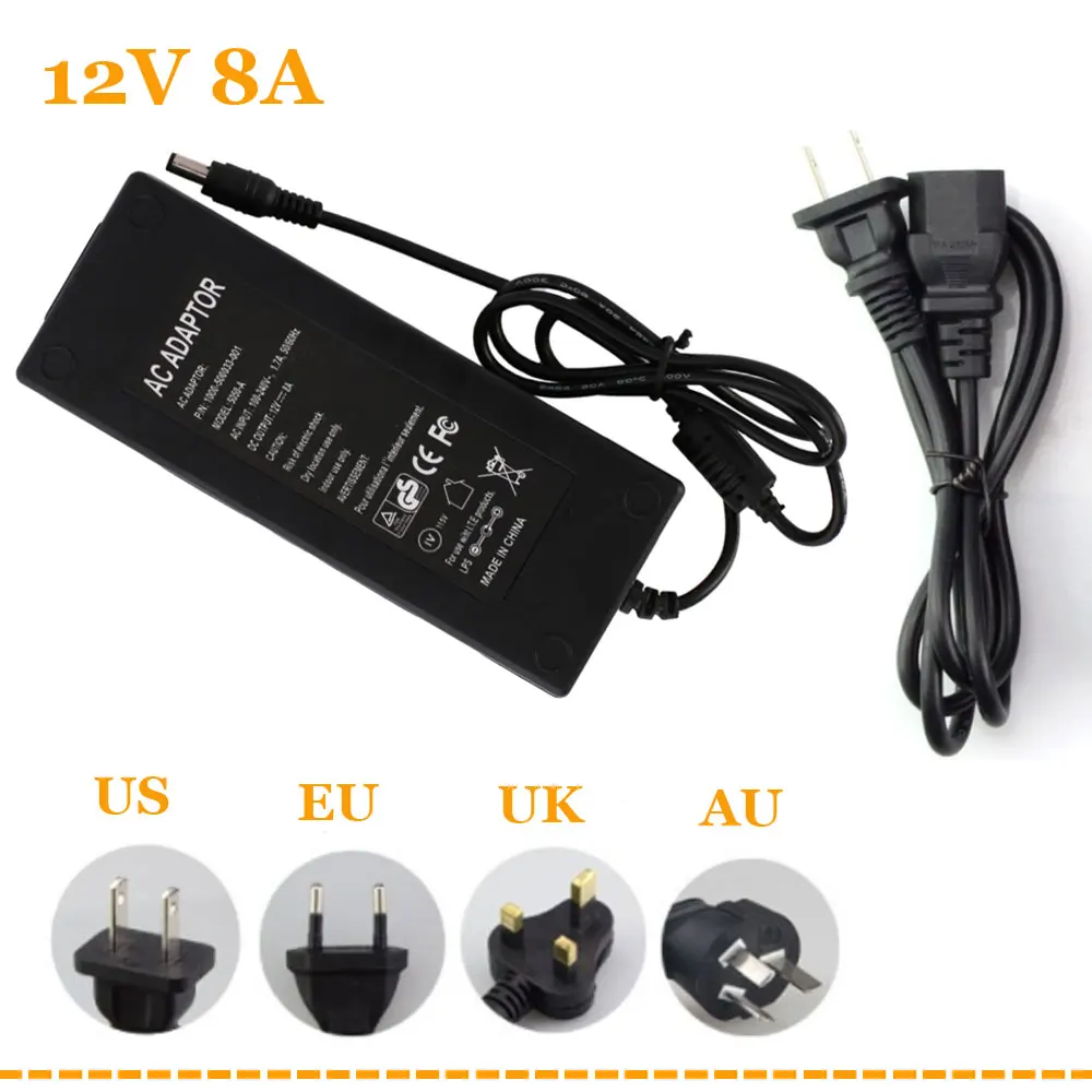 12V 200mA 300mA 500mA 1A 3A 5A 7A 8A источник питания для светодиодной ленты EU US адаптер для AC110-220V в DC 12V опций вилка трансформатора