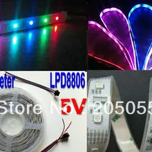 16.4 футов 5 М 5050 SMD Водонепроницаемый IP67 LPD8806 IC Гибкая RGB Светодиодные ленты 32 светодиодов/M DC5V Digital Dream цвет Light tube Home Decor