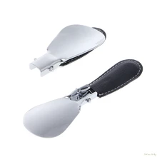 Черный складной портативный Shoehorn металлический прочный с нержавеющей стали складной рожок Sep26_17