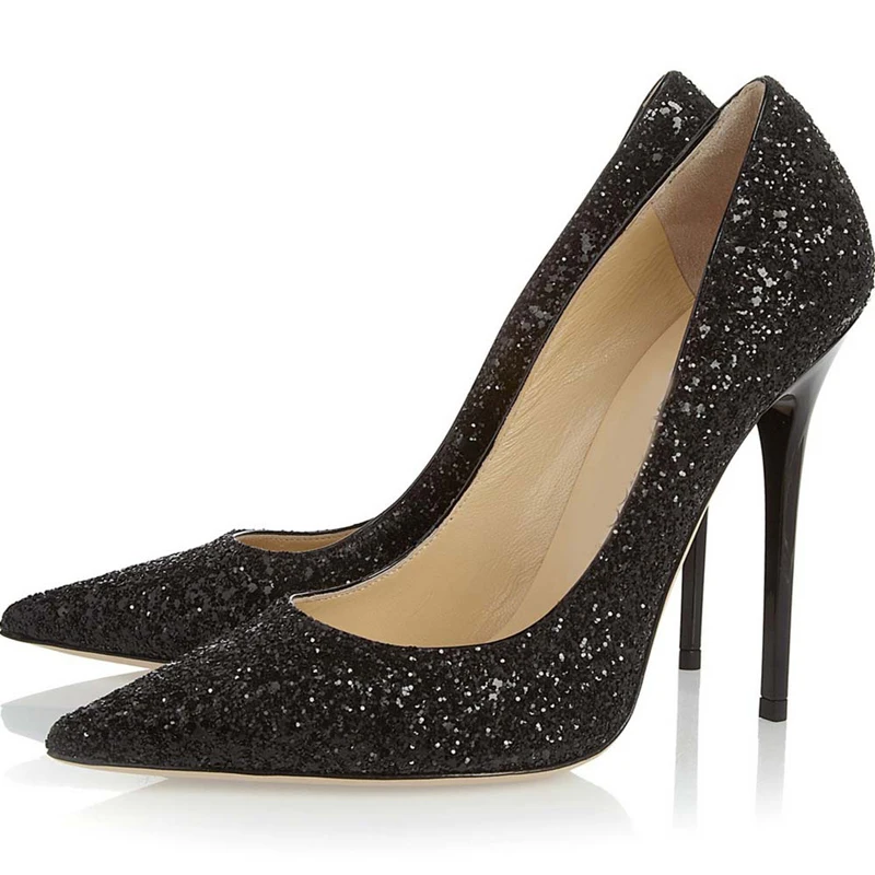 black high heels with sparkles
