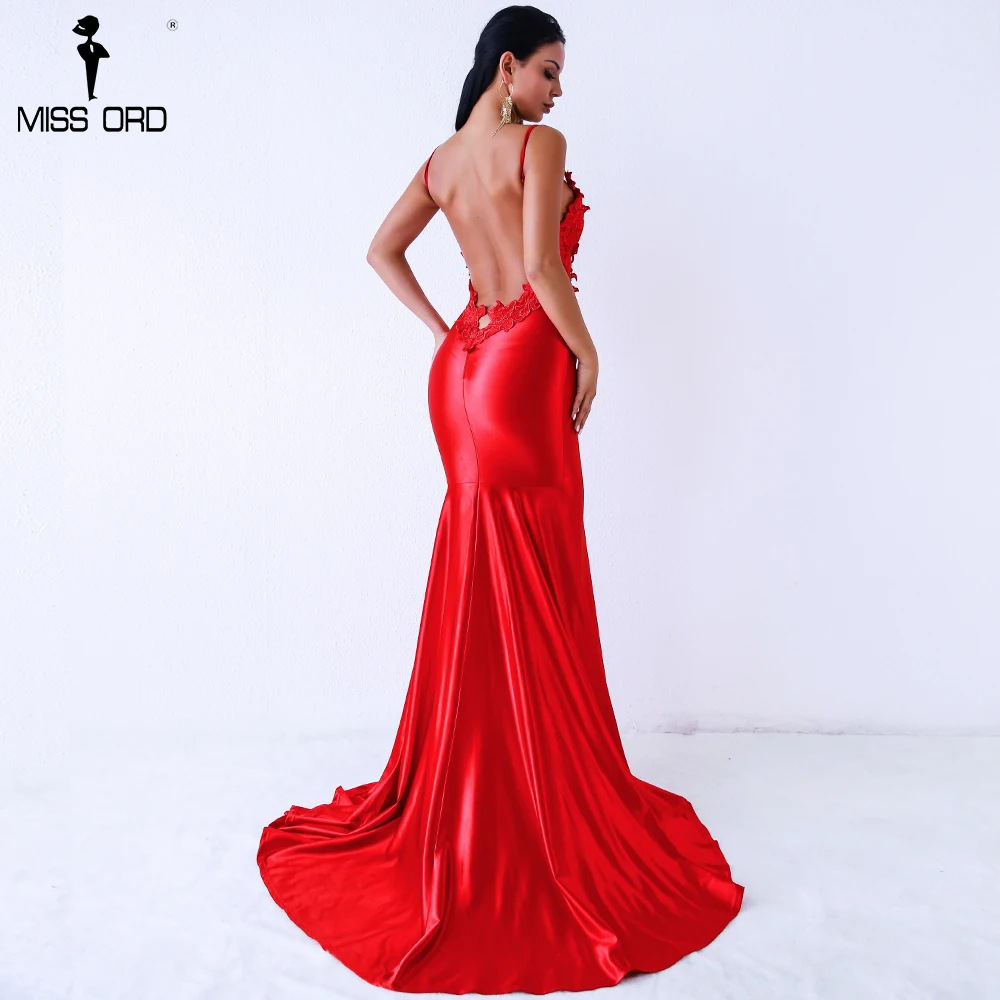 Online Missord 2020 Sexy V ausschnitt sleeveless backless rot blau farbe maxi party kleid FT8217 3