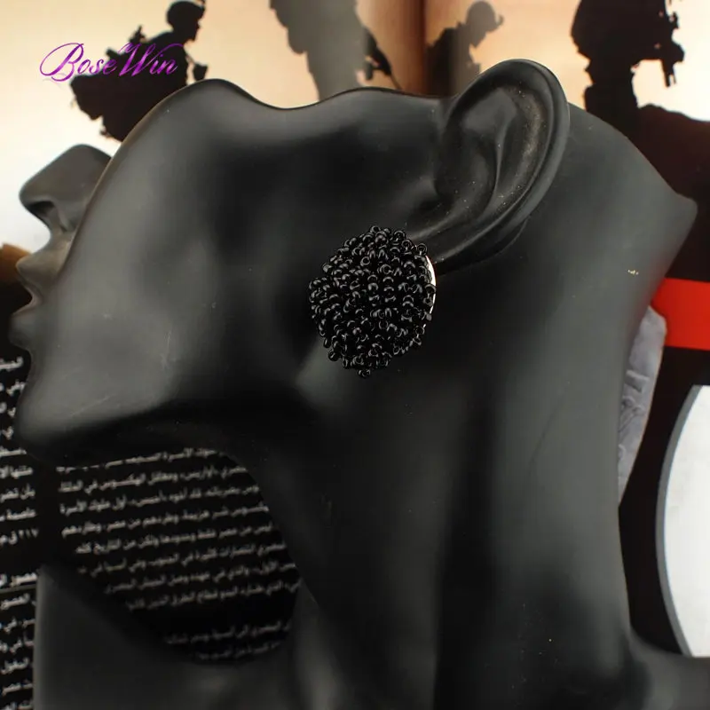 Manilai 19 Цвет выбор Идеально сочетается в богемном стиле Серьги для женщин Аксессуары Этнические украшения Смола ручной работы из бисера Серьги - Окраска металла: Black