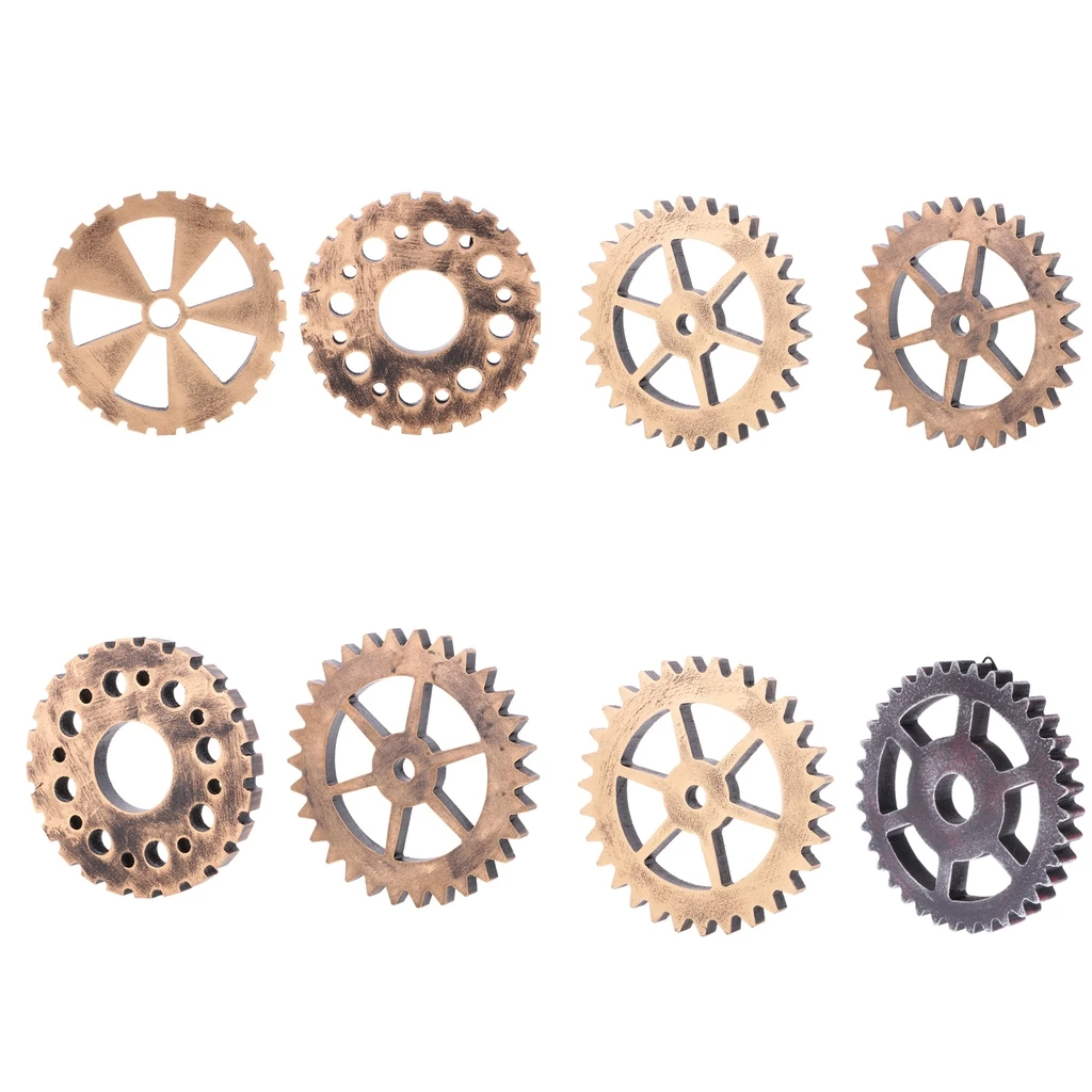 2Pcs Creative Art Crafts Retro Industrial Antique Gear Wooden Wall Door Sculpture