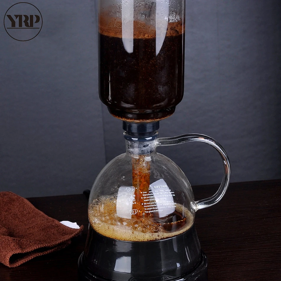YRP кофейная сифонная кастрюля, электрическая ручка ручного поворота, 3 чашки, кофейная сифонная пивоварня, капельный вакуумный фильтр, Кофеварка, чайник, Перколятор