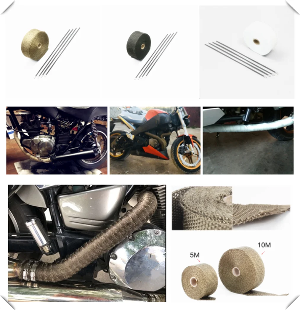 5m and 10m motorcycle exhaust pipe insulation tape Heat proof winding