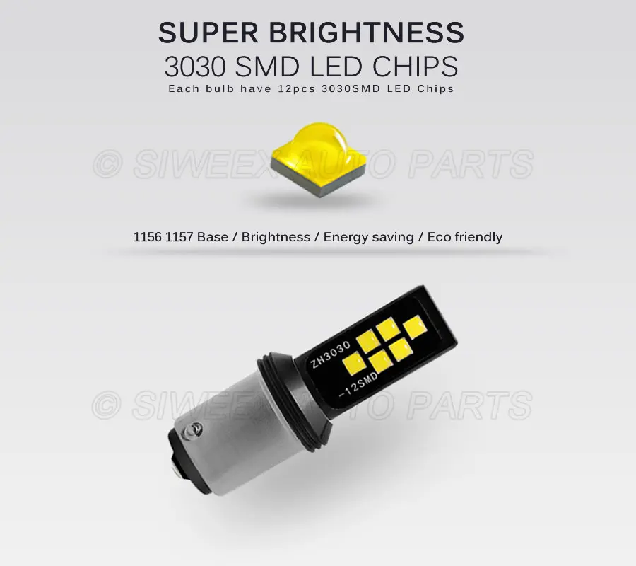 1 шт. Автомобильные светодиодные лампы 1156 BA15S 1157 BAY15D P21W 12 SMD 3030 указатели поворота