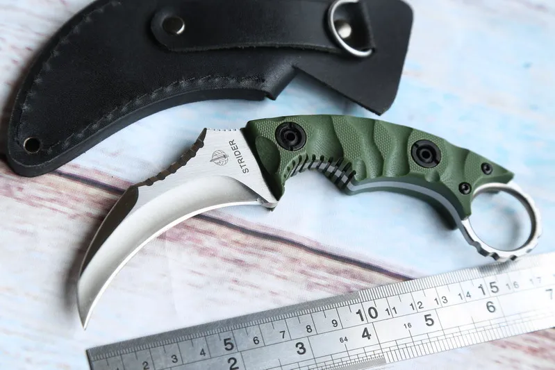 

JUFULE OEM St smf karambit D2 Sheath leather G10 handle utility outdoor survival camping hunting kitchen Fixed blade knife tool