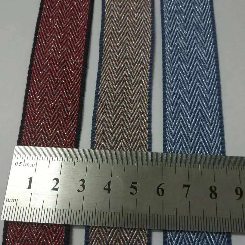 Navy Character pattern Woven Webbing 2.5cm wide Polyester Webbing Silver wire Nylon Ribbons For Clothing 1 yard