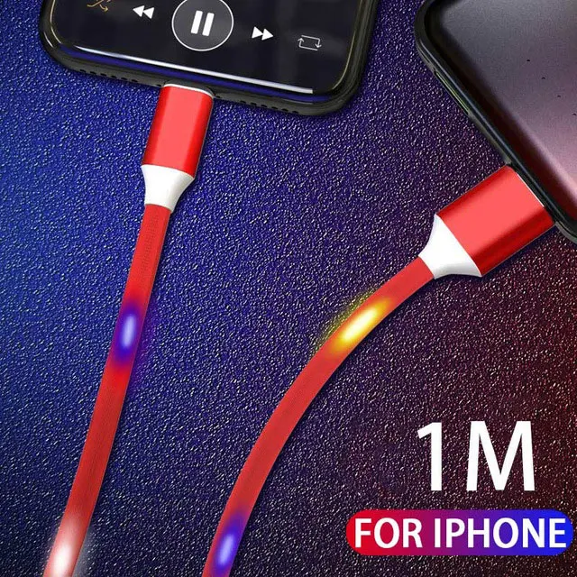 Usb-кабель с голосовой активацией BoeYink для iPhone XS Max XR X 8 7 6 6 S 5 5S samsung Голосовое управление музыкальный Шнур кабель для мобильного телефона - Цвет: For iPhone Red