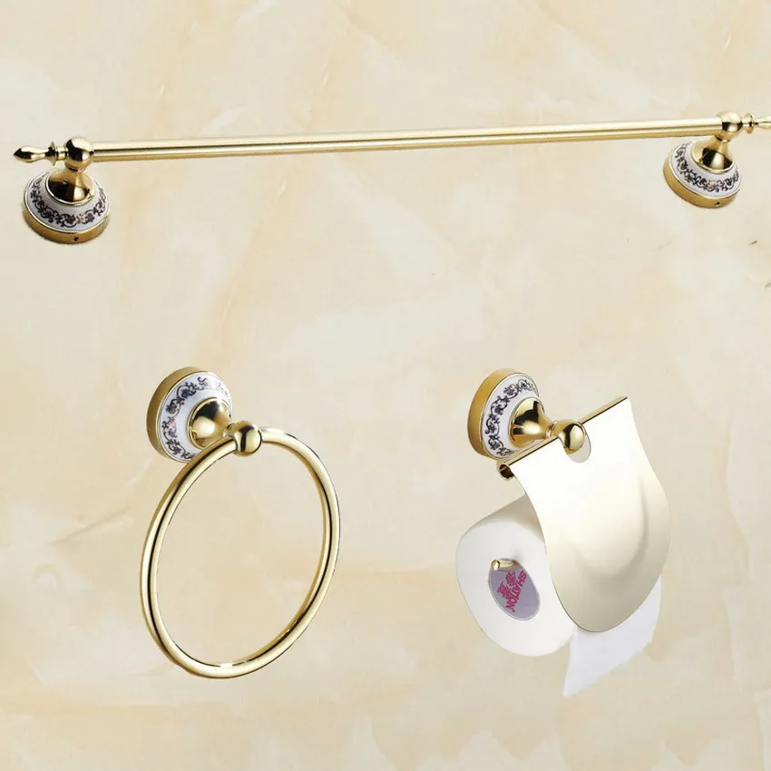 

Luxury Gold Polished Brass Bathroom Accessories Set,Paper Holder,Towel Bar,Towel Ring,bathroom Fitting aset004