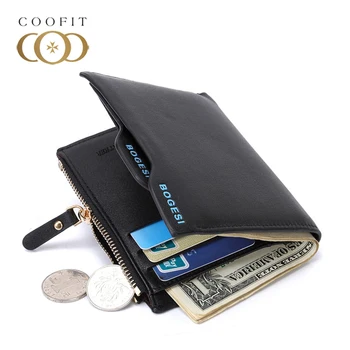

Bogesi Men Short Leather Solid Wallets Male Black Money Purses Zipper Purse for Coin Portable Pocket for Card Monedero Portfel 6