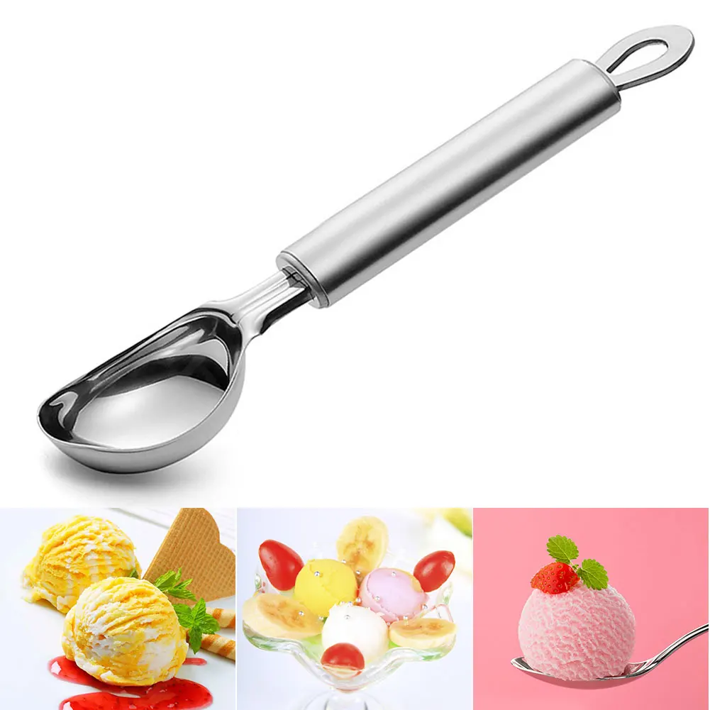 

Kitchen Practical Durable Stainless Steel Bar Soup Home Coffee Spoon Non-stick Ice Cream Scoop Dessert Accessories