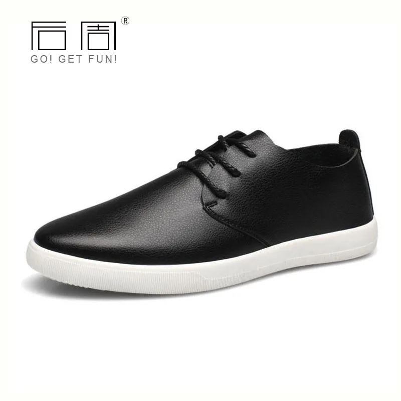 

QWEEK Men Casual Shoes Pu Leather Social Loafers Fashion Flats Breathable Espadrilles Low Moccasins Trend Shoes Male