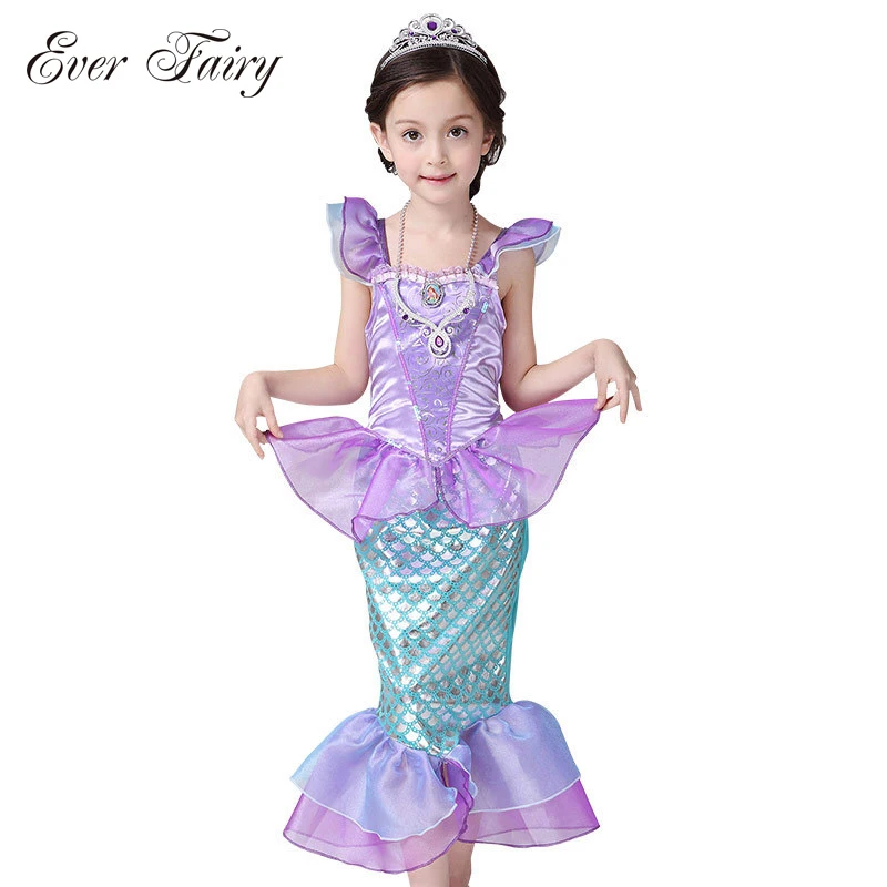 Children Baby Girls Clothes The Little Mermaid Fancy Kids Girls Dresses Princess Ariel Cosplay Halloween Costume