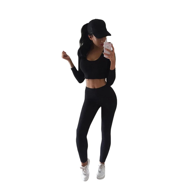 

2 Piece Set Women Suit Outfit Casual Hoodies Long Sleeve Crop Top Legging Wweatpants Female Wweatshirt Pants Tracksuit Plus Size