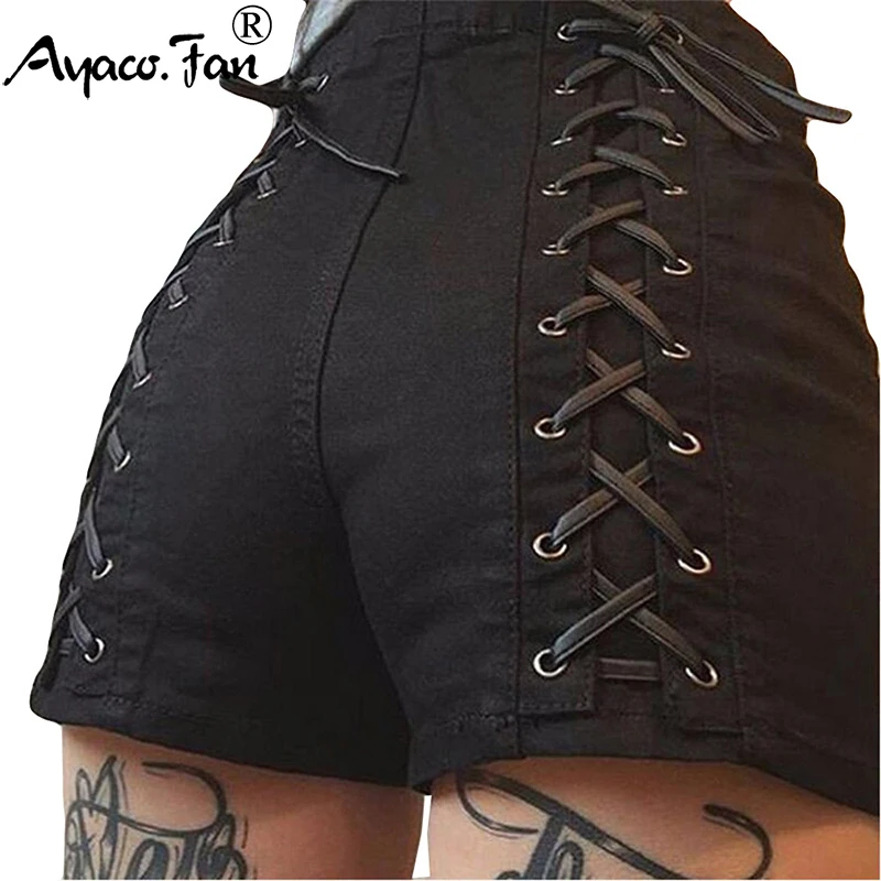 

Ladies Sexy High Waist Hot Shorts Women Summer 2019 New Elastic Denim Cross Bandage Jeans Shorts Casual Slim Short Pants Female