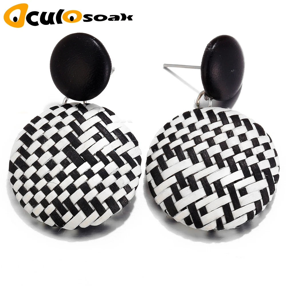 

Bohemia Rattan Weave Braided Drop Earring For Women Geometric Round Fashion Dangle Earrings Pendientes Jewelry 2019 New