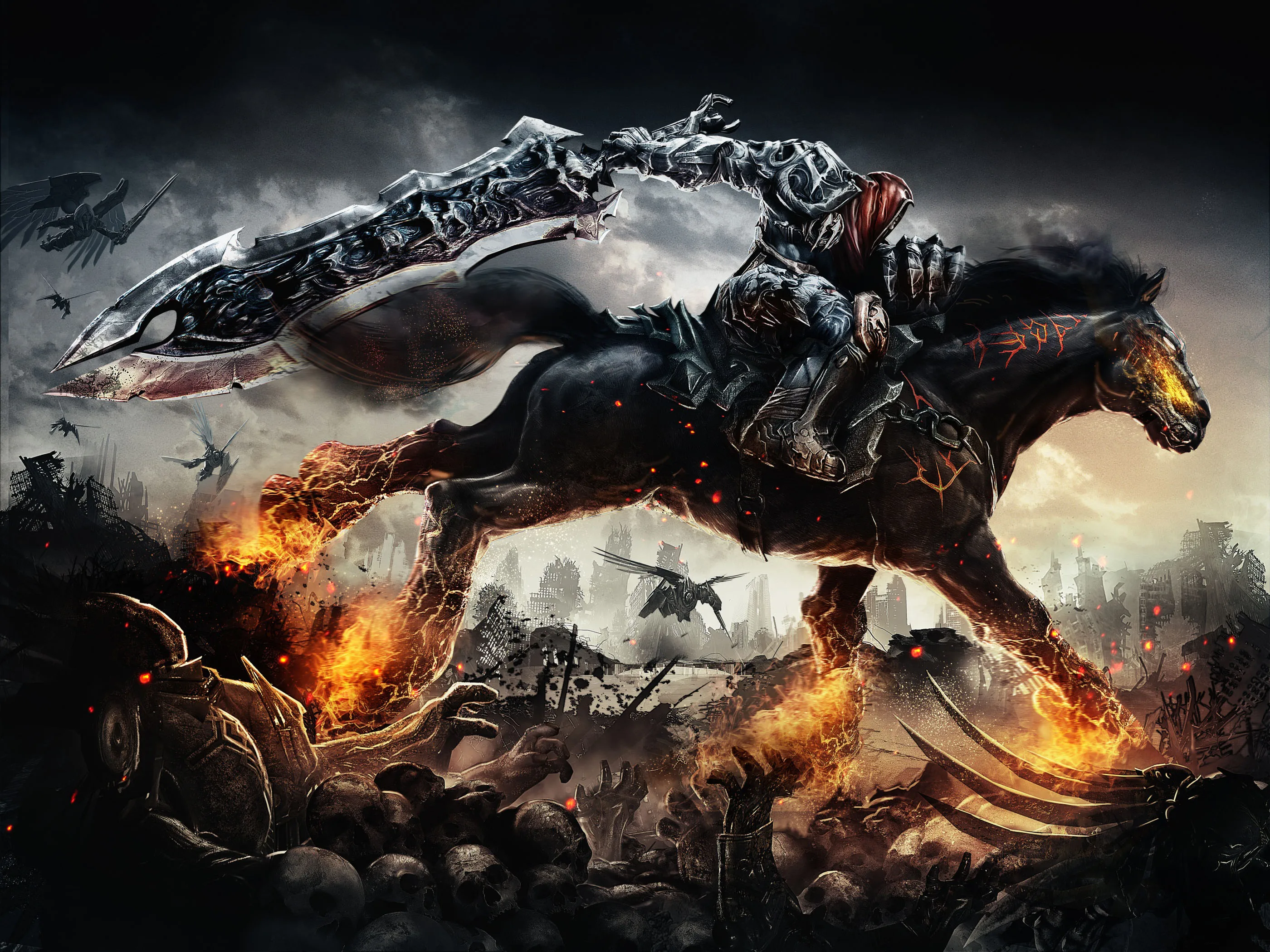 Постер XD073 из шелковой ткани украшение для дома darksiders war rides 2 | Дом и сад