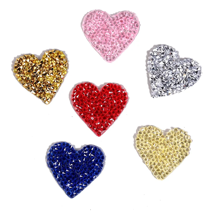 

3.5cm 3D Love Heart Rhinestone Motif Iron on Patches Applique for Heat Transfer Clothing Shoe Bag DIY iron patches for clothing