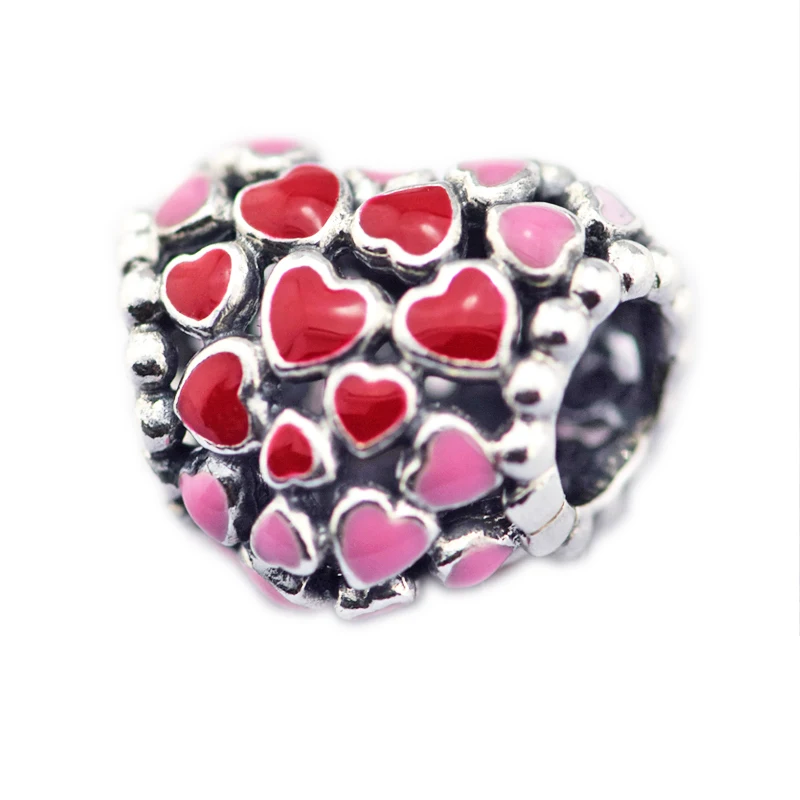 DIY Подходит для Pandora Charms браслеты взрыв любви бусины с смешанной эмалью 925 пробы-серебро-ювелирные изделия