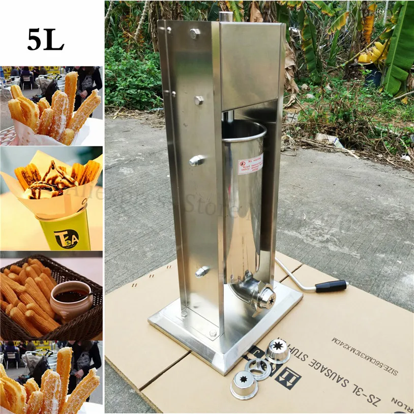 Коммерческий 5л нержавеющая сталь ручной колбасный наполнитель Salami Stuffer ручная