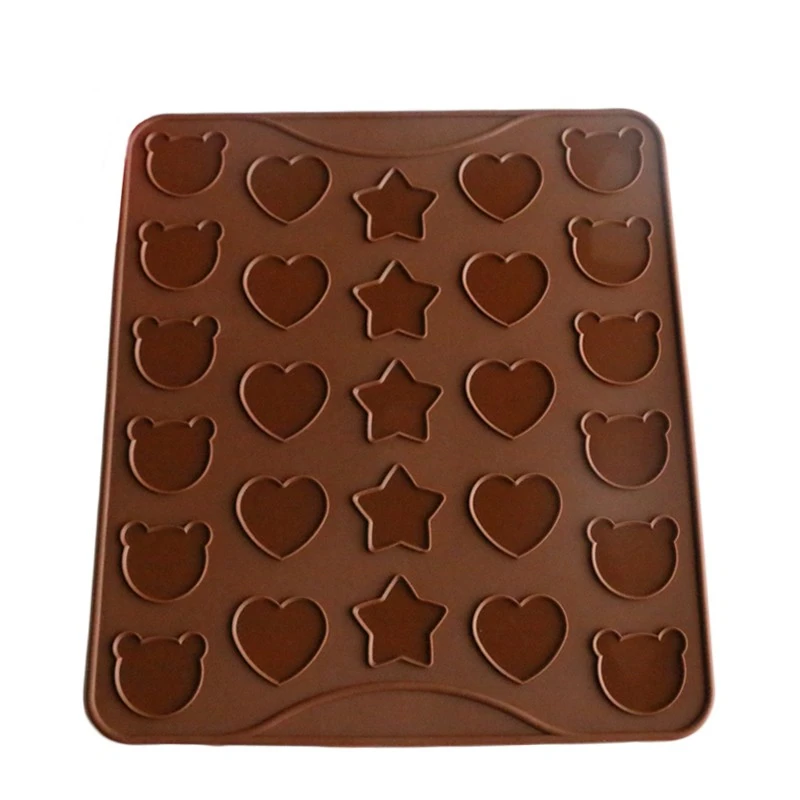Aomily 3 Shape Baking Mat Heart Stars Bear Lovely Macaroon Mat Pastry Oven Pasta Tool Baking Sheet Tray Liner Cake Pad