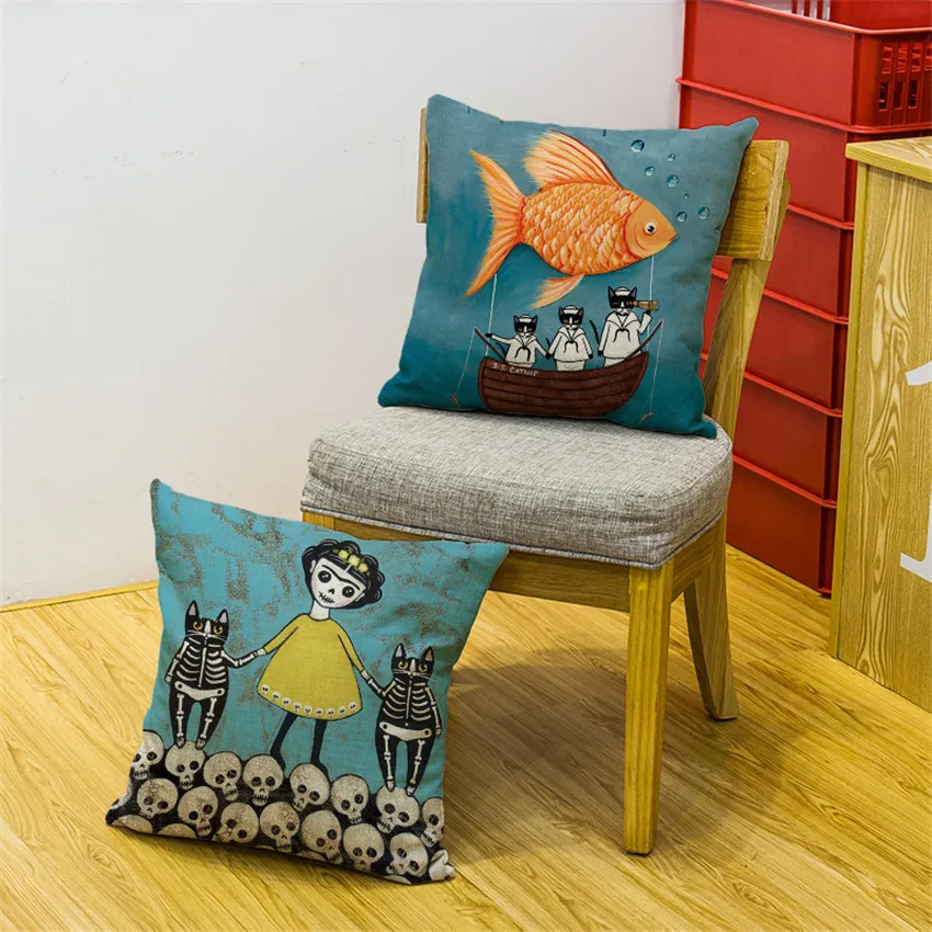 New Design font b Home b font Decorative Throw Pillow Case Creative Cute Cat Cushion Cover