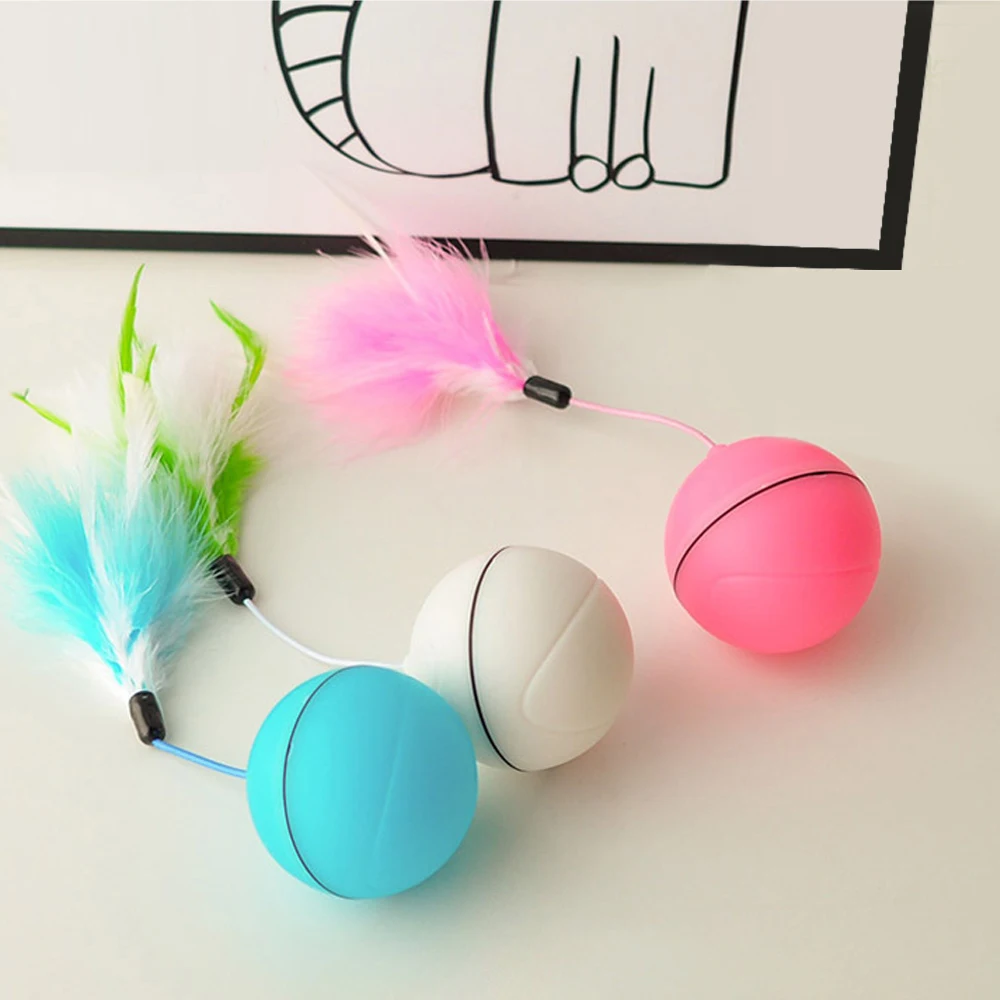 Koop Elektrische Speelgoed Bal Hond Kat Speelgoed Automatische Huisdier Pluche LED Laserlicht Elektronische Rollende Bal