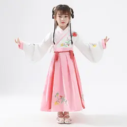 Hanfu костюмы для девочек в китайском стиле костюм Тан Китайская древняя и традиционная одежда народное танцевальное платье DQL570