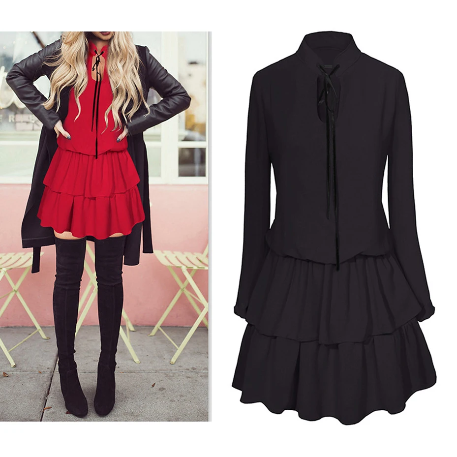 2017 Europe and the United States fashion women's cotton and cotton leaf edge fashion Peng Peng dress special (8)