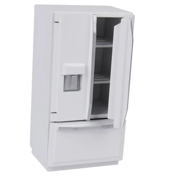 

1/12 Dollhouse Miniature Wood Fridge Model Kitchen Living Room Furniture Decoration White