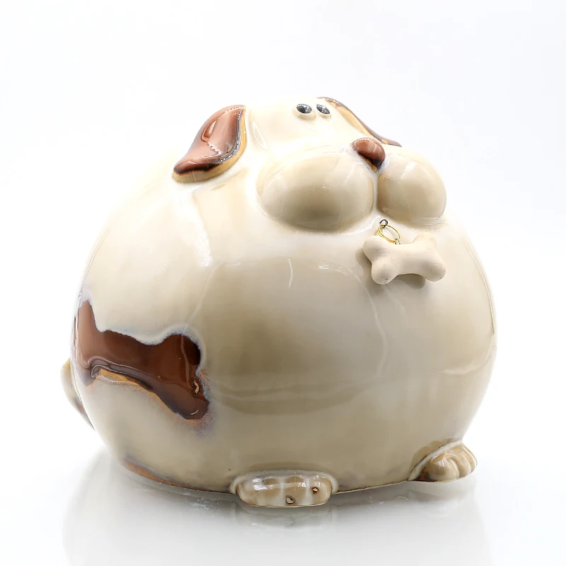 Porcelain Terrier Dog Money Box Decorative Ceramics Butter Ball Figurine Piggy Bank Home Doggy Ornament Gift Craft Accessories 5