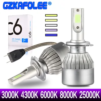 

gzkafolee C6 H7 LED H4 HB3 HB4 H11 H8 H9 9005 9006 HIR2 H16 COB 3000K 4300K 8000K 25000K Car Headlight Bulbs Fog lamp auto light
