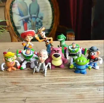 

10pcs Toy Story Buzz Lighter Woody Jessie Figures Dinosaur Lotso Toy Cake Topper